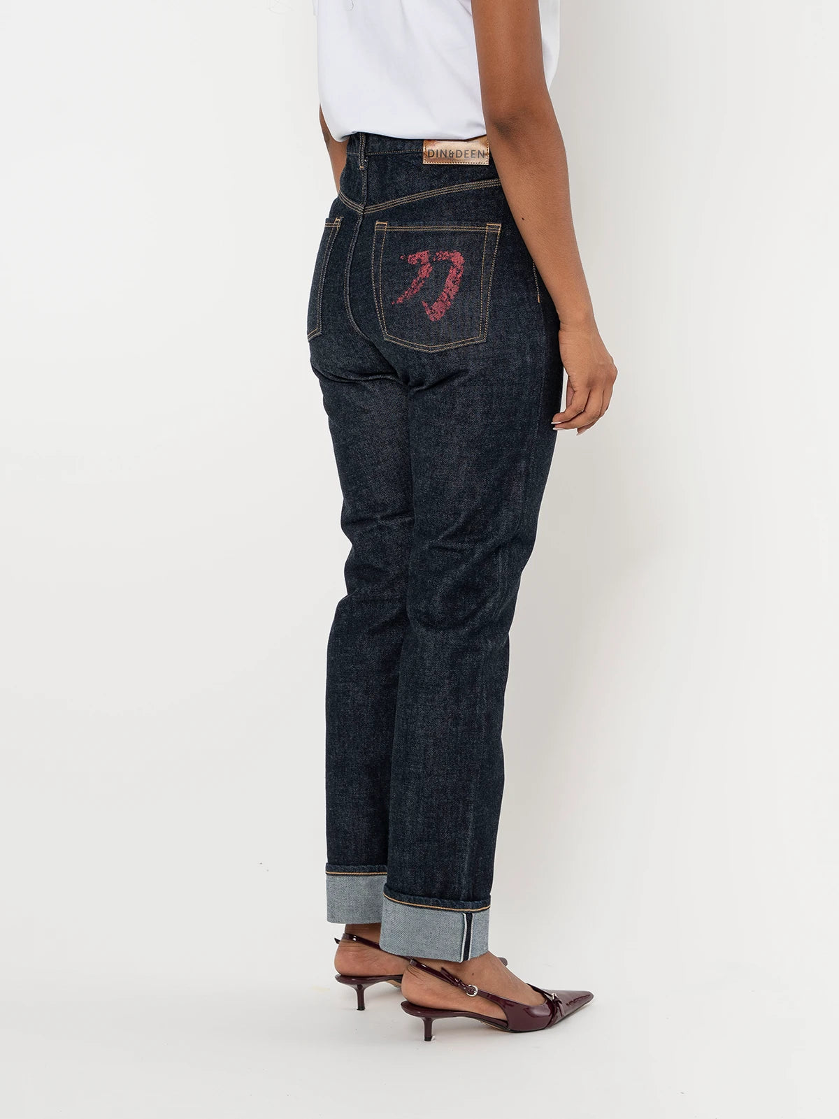 Jeans Katana Regular Raw Rojo Mujer