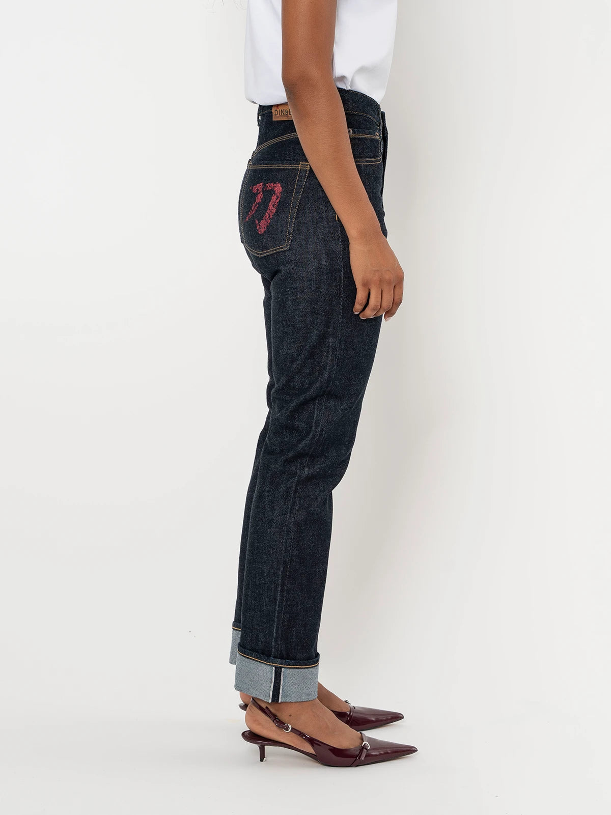 Jeans Katana Regular Raw Rojo Mujer