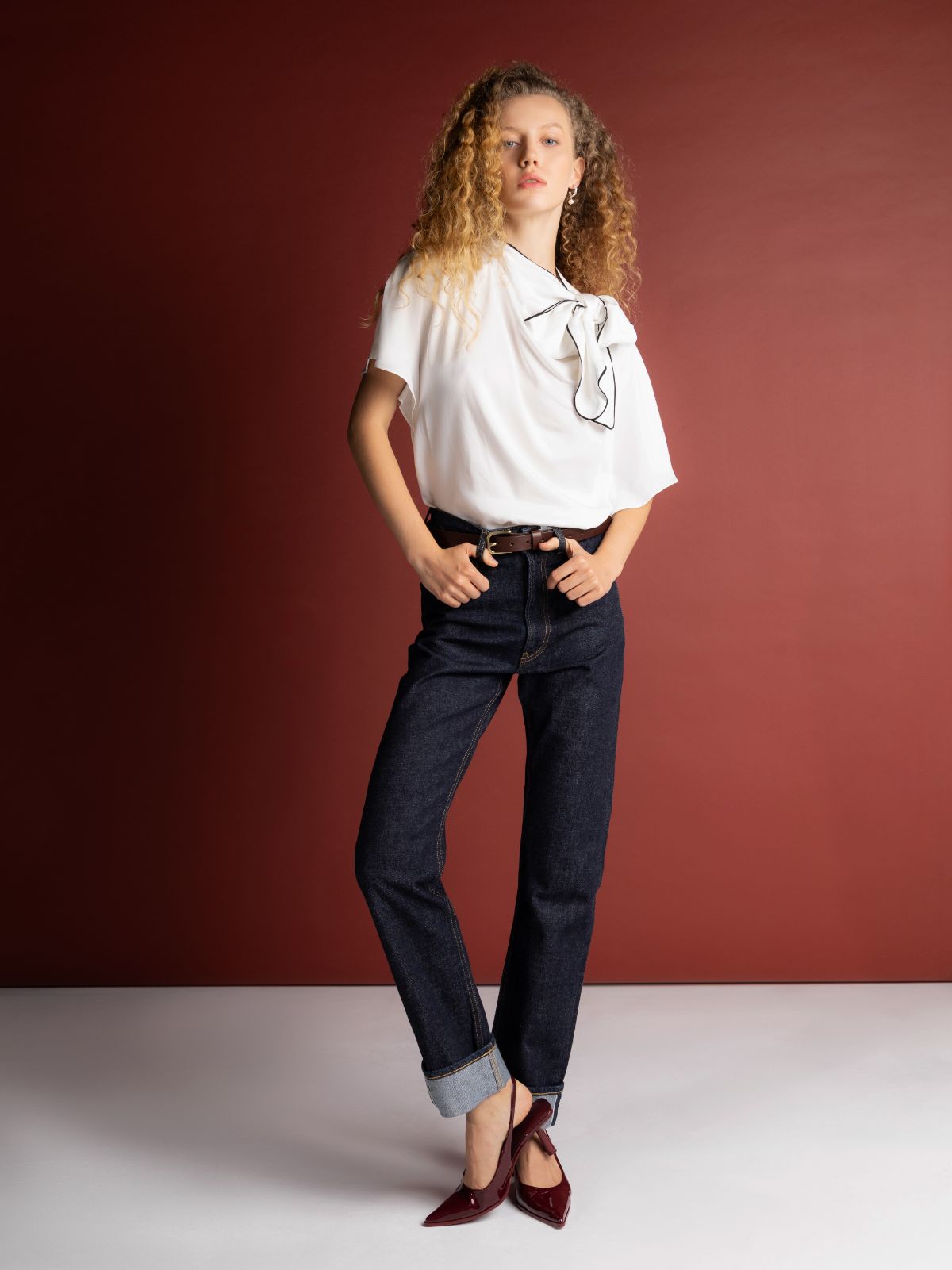 Jeans Regular Fit Denim Selvedge Efecto Raw Rojo