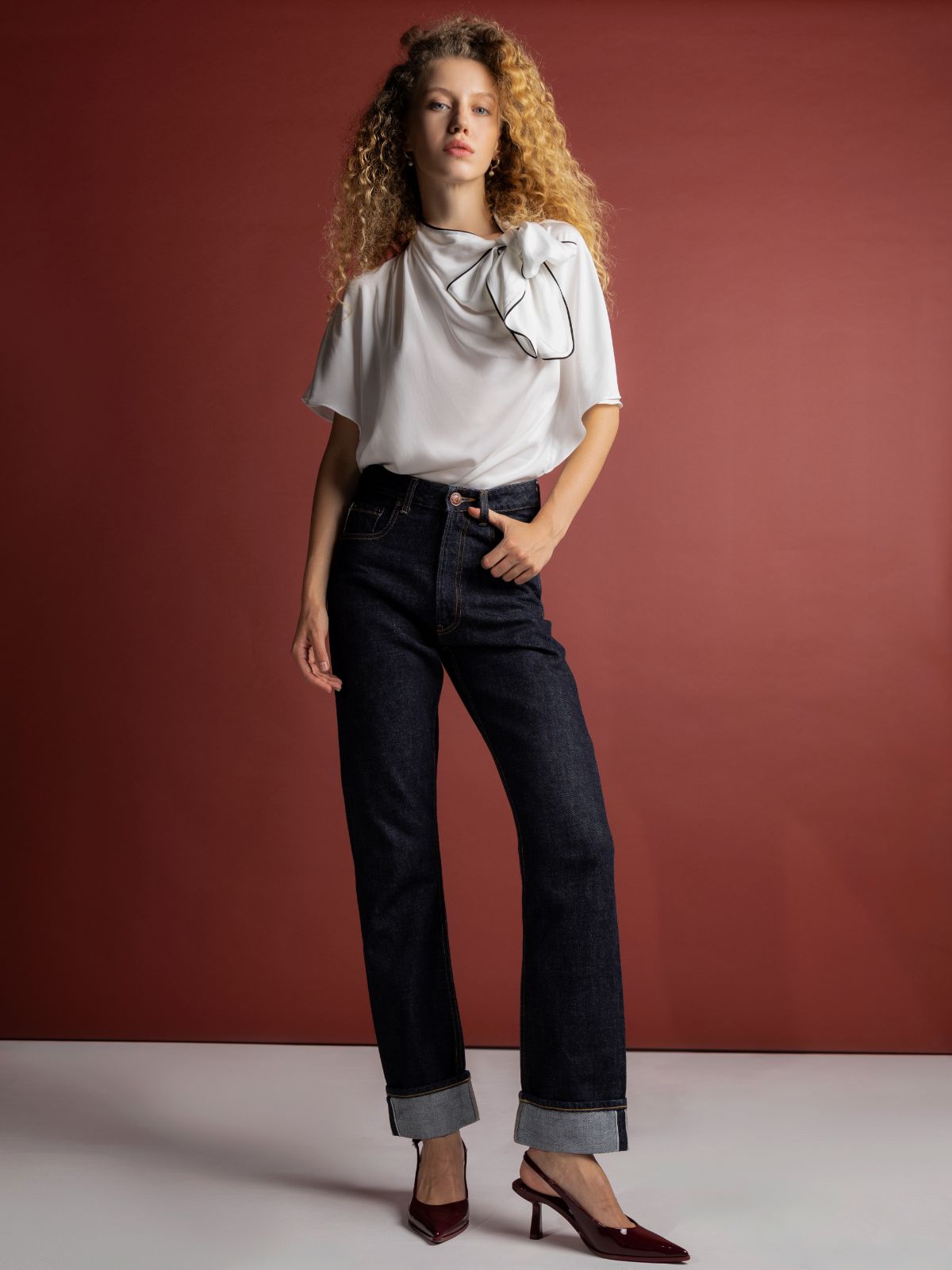 Jeans Regular Fit Denim Selvedge Efecto Raw Blanco