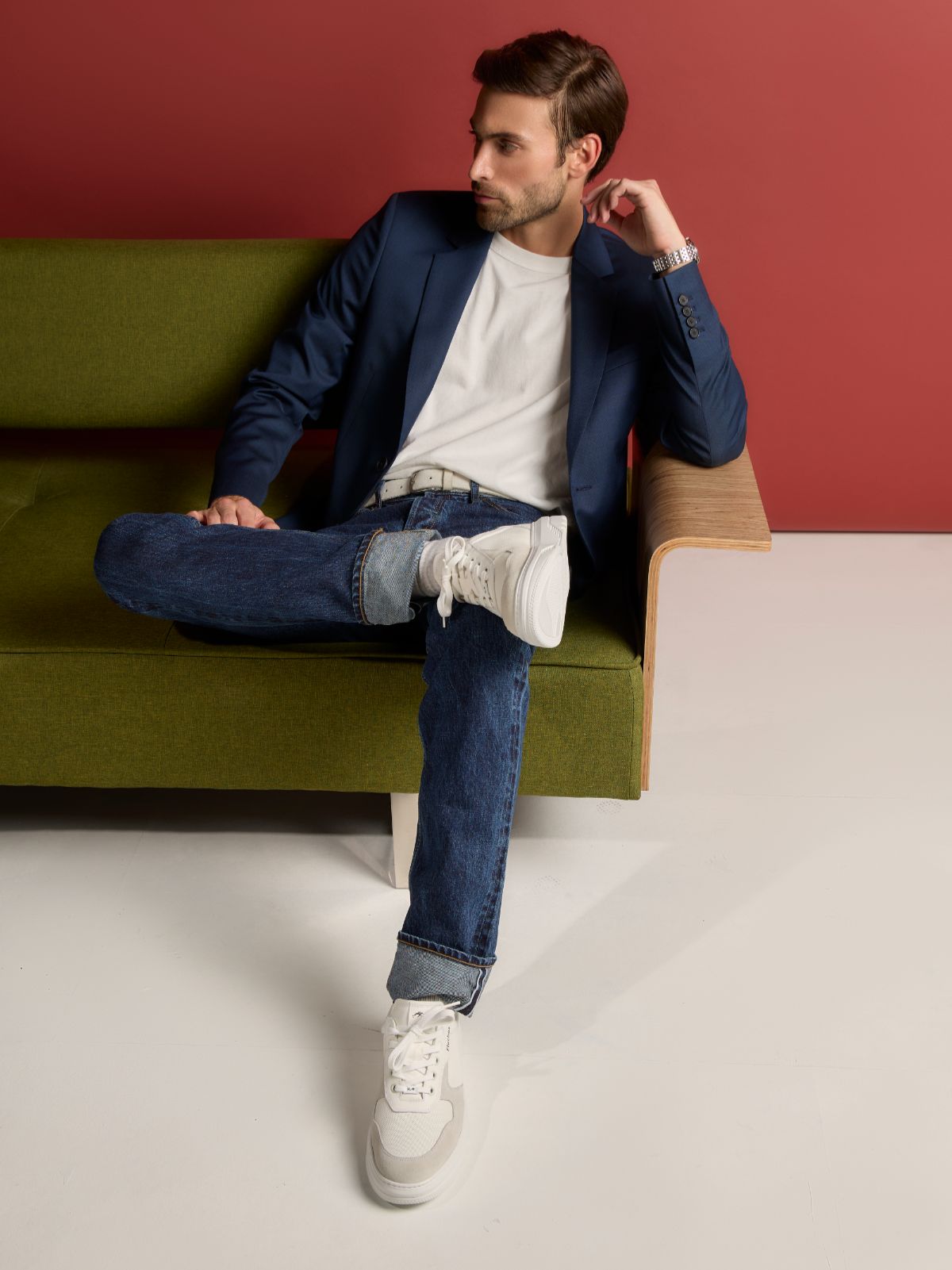 Jeans Slim Fit Denim Selvedge Washed Blanco