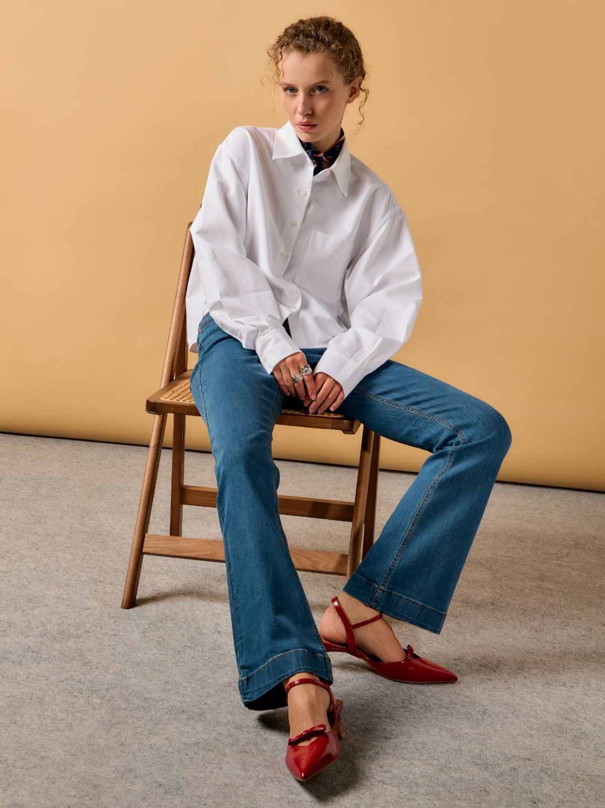 Jeans Corte Flare Trumpet Azul Oscuro