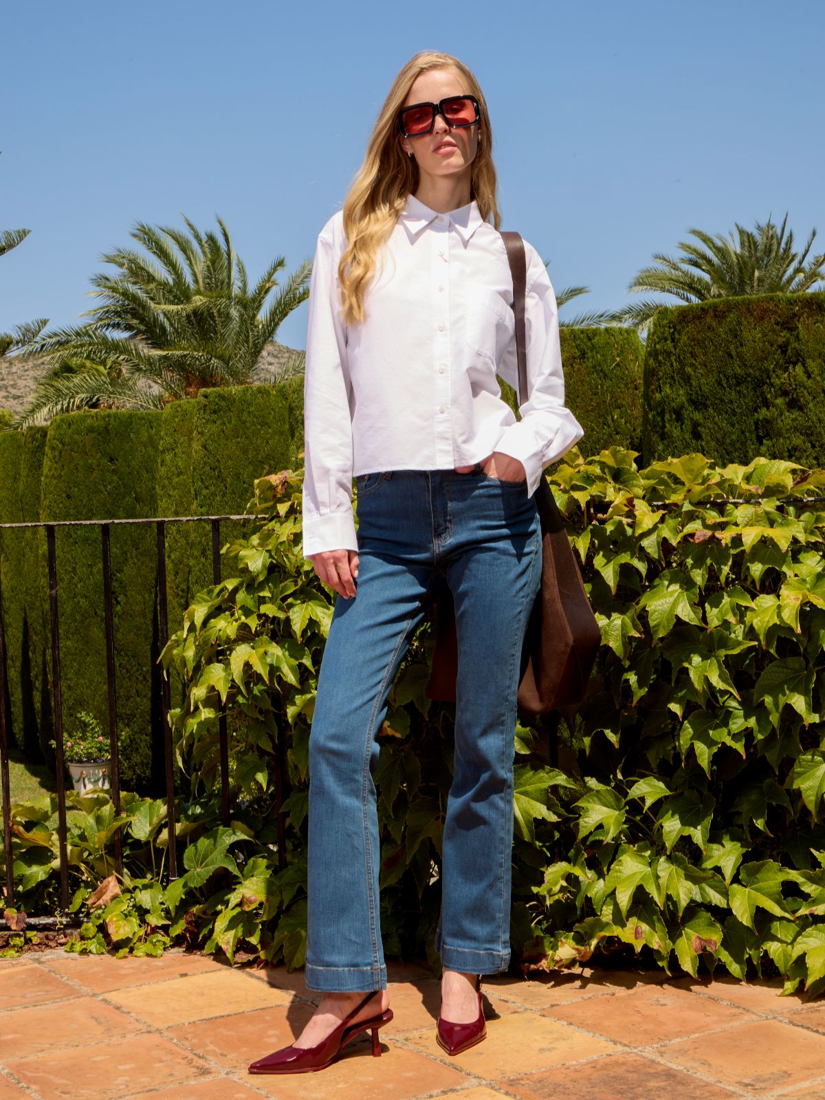 Jeans Corte Flare Trumpet Azul Oscuro