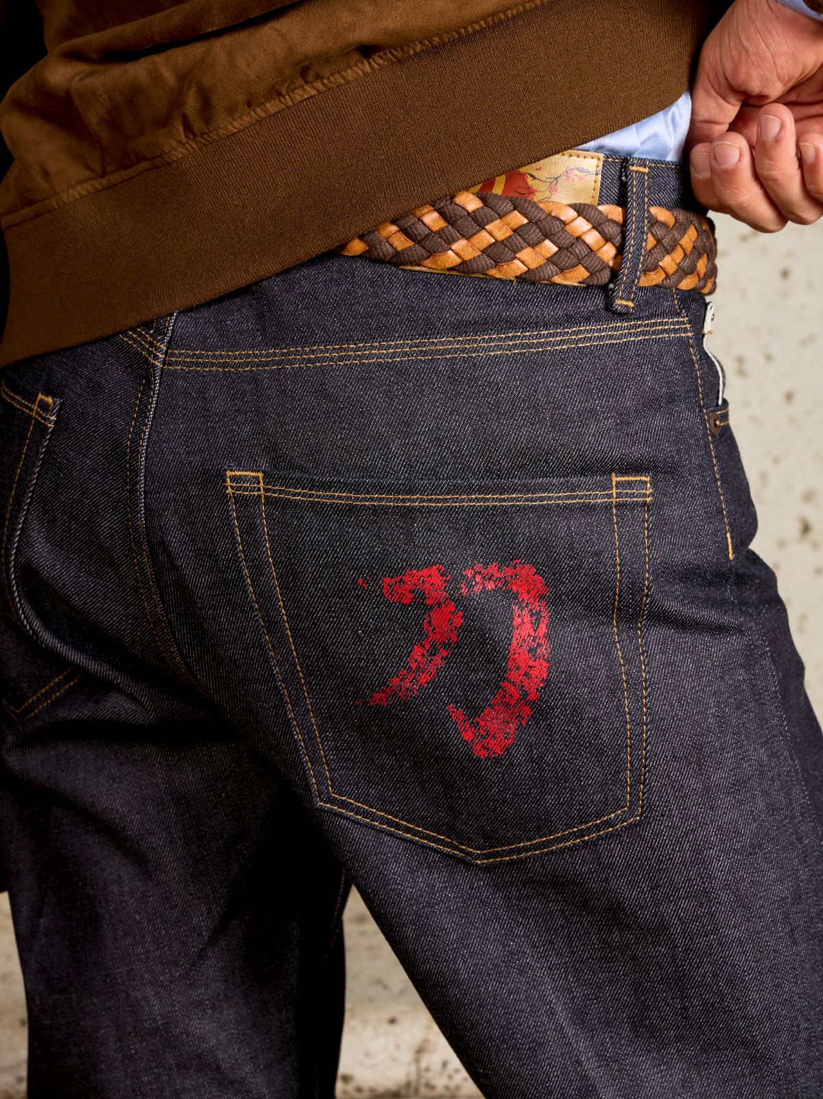 Jeans Regular Fit Denim Selvedge Raw Rojo